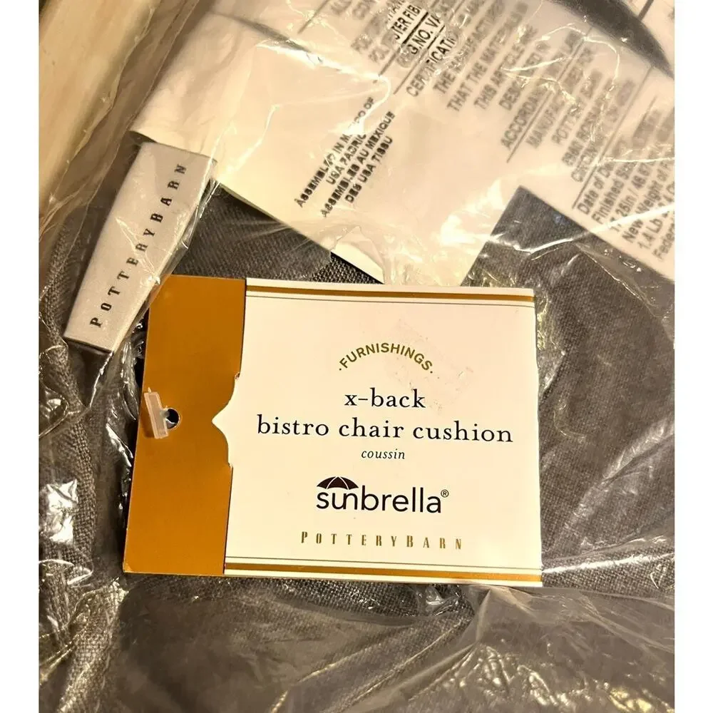Sunbrella Patio Dining Chair Cushion X-Back Bistro Slate Gray 18.4x17.3